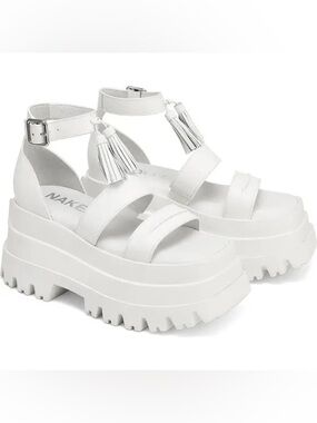 Naked Wolfe White Dare platform sandals. Women’s size 7.